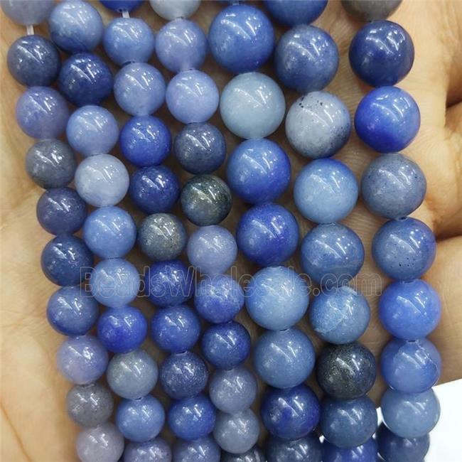 Blue Aventurine Beads Smooth Round