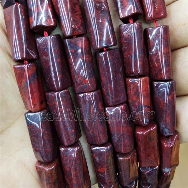 Natural Poppy Jasper Beads Twist Tube