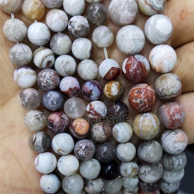 Natural Mexican Crazy Lace Agate Beads Smooth Round