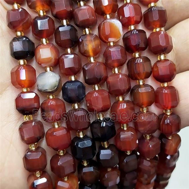 Red Agate Beads Faceted Cube