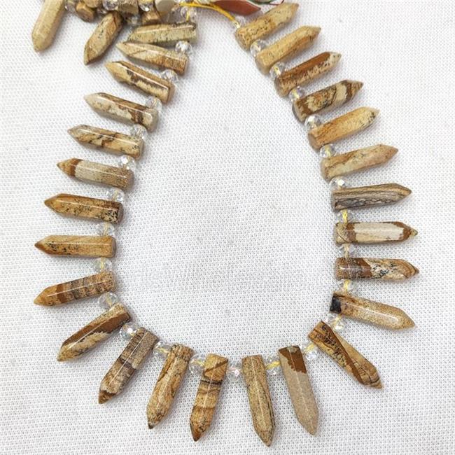 Natural Picture Jasper Bullet Beads