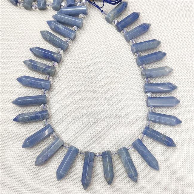 Natural Blue Aventurine Bullet Beads
