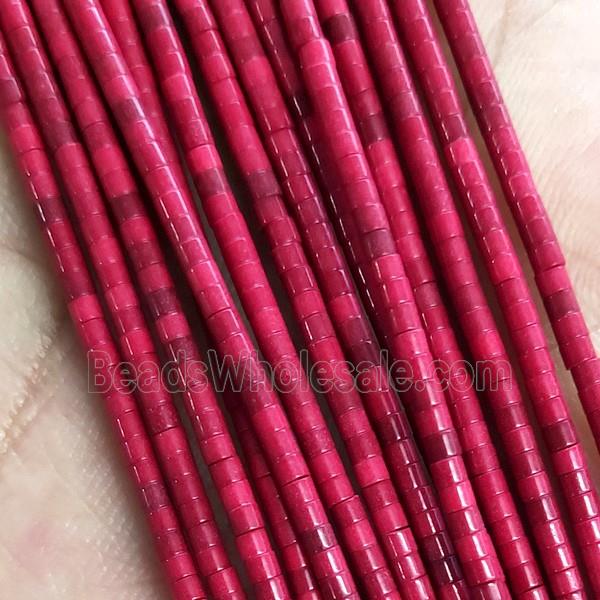 Red Oxidative Agate Tube Beads