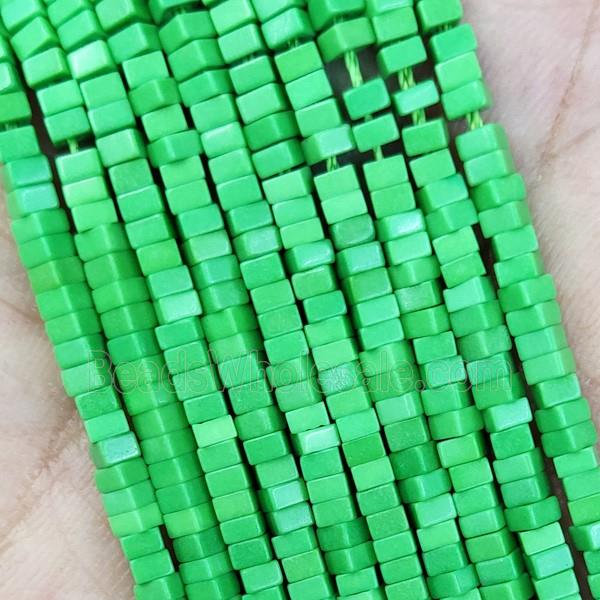 Green Oxidative Agate Square Beads