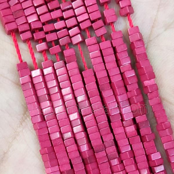 Red Oxidative Agate Square Beads