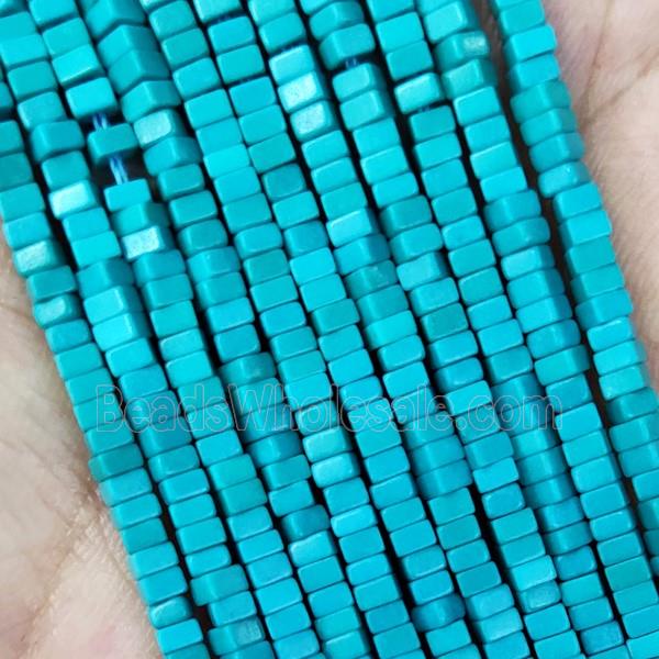 Blue Oxidative Agate Square Beads