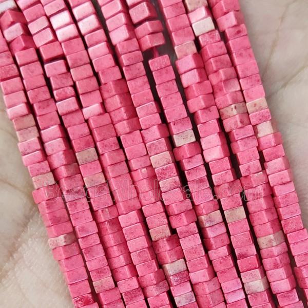 Red Oxidative Agate Square Beads
