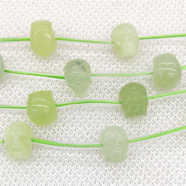 Natural New Mountain Jade Beads Skull Carved