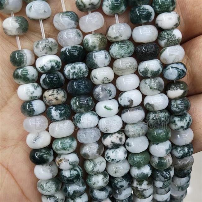 Green Tree Agate Rondelle Beads Smooth