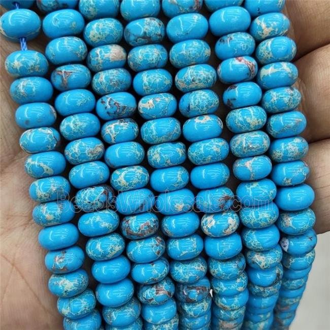 Blue Imperial Jasper Beads Dye Smooth Rondelle