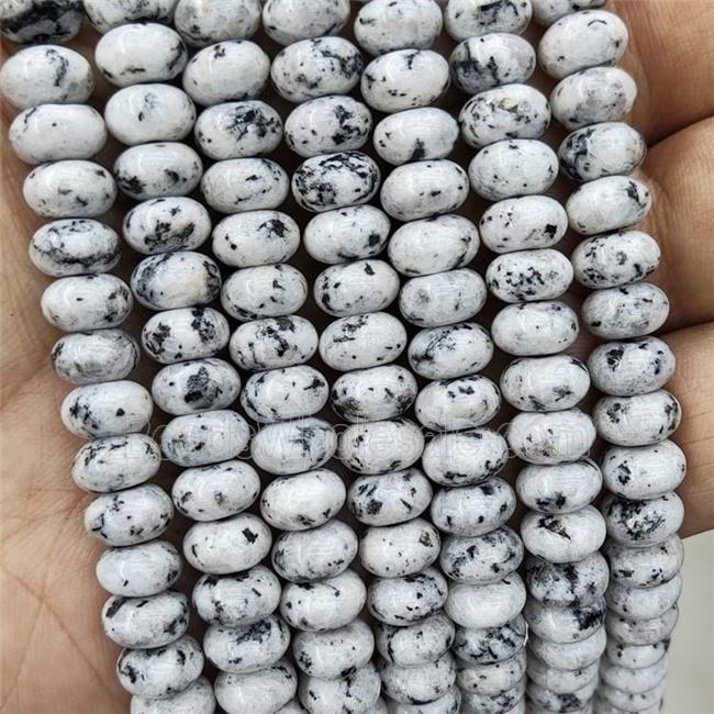 Kiwi Jasper Beads White Dye Smooth Rondelle