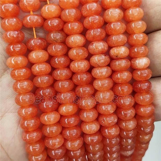 Jade Beads Orange Dye Smooth Rondelle