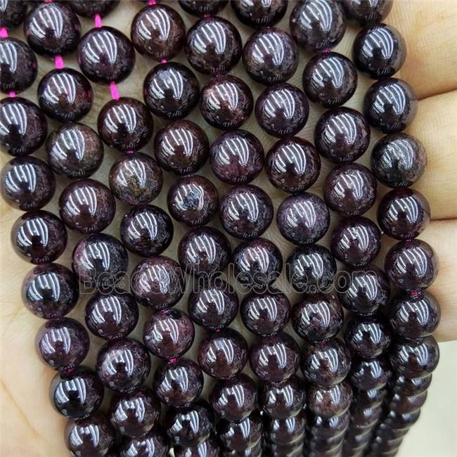 Natural Garnet Beads DarkRed Smooth Round