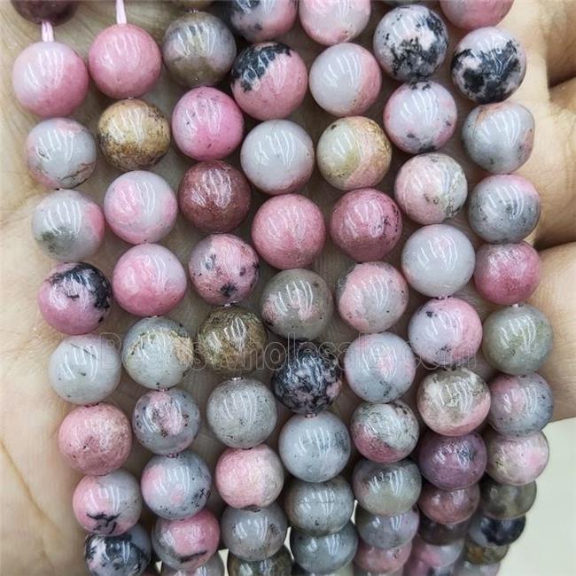 Natural Pink Rhodonite Beads Smooth Round
