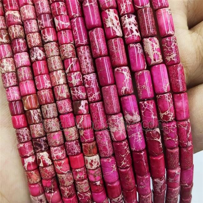 Imperial Jasper Tube Beads Red
