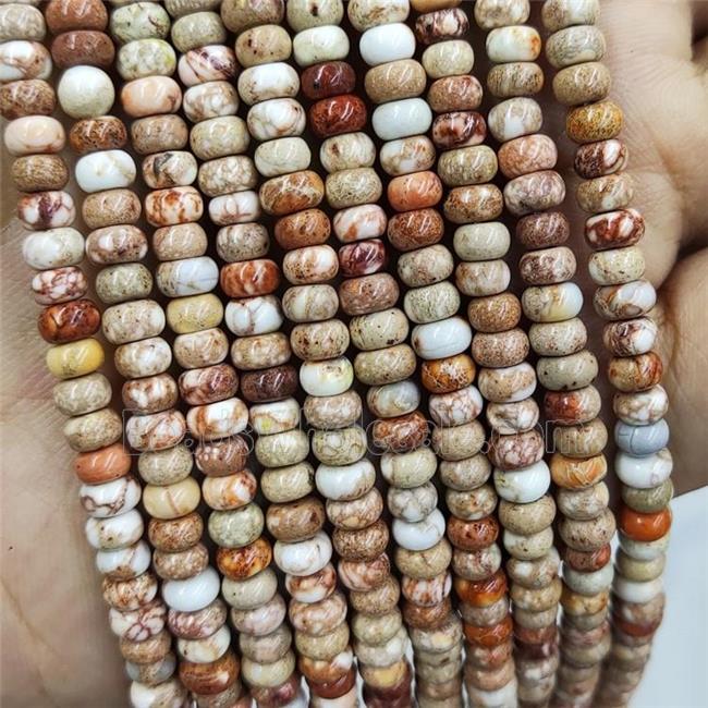 White Imperial Jasper Rondelle Beads Smooth