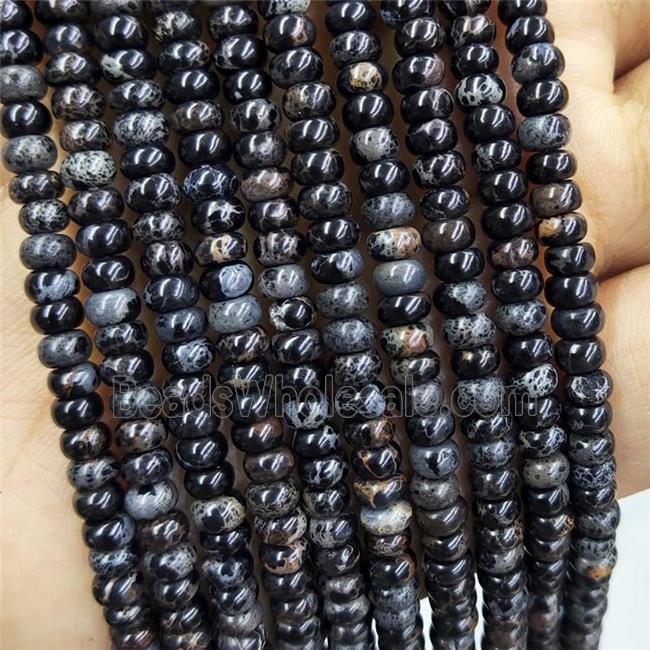 Black Imperial Jasper Beads Smooth Rondelle