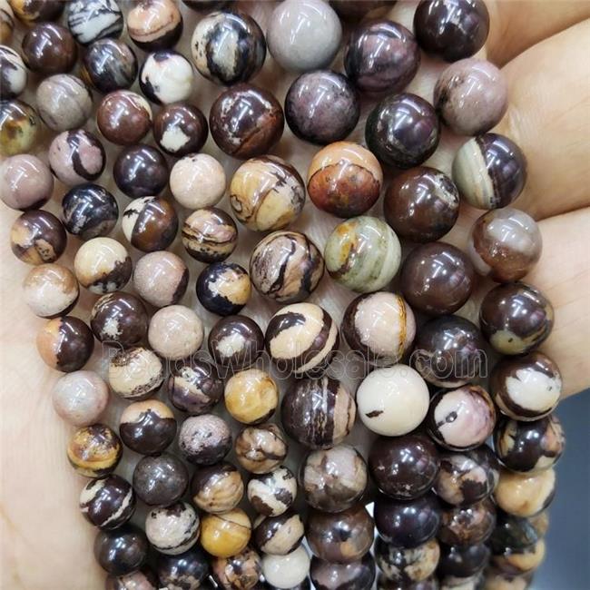 Natural Australian Zebra Jasper Beads A-Grade Smooth Round