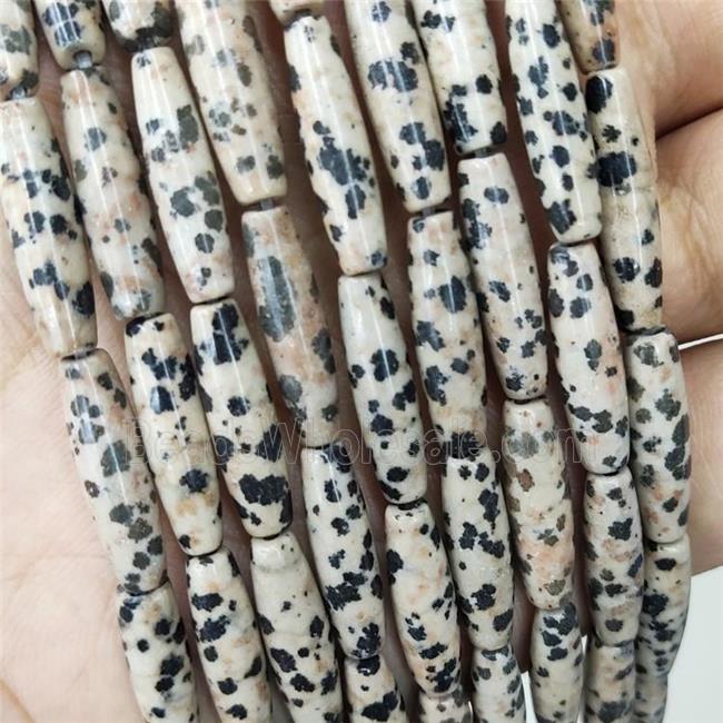 Natural Black Dalmatian Jasper Rice Beads
