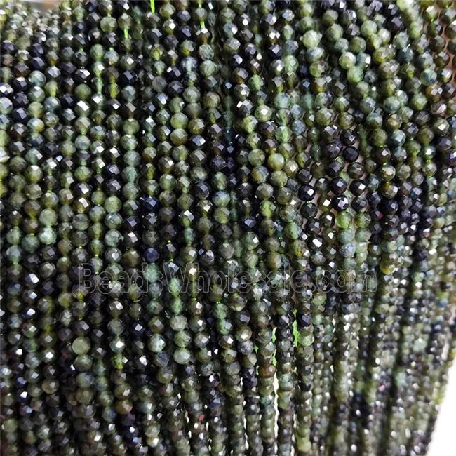 Natural Green Tourmalina Beads Faceted Round