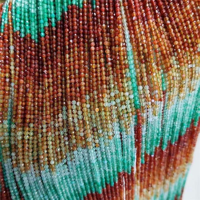 Natural Agate Beads Mixed Color Dye Faceted Round