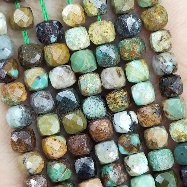 Natural Chinese Turquoise Beads Multicolor Faceted Cube