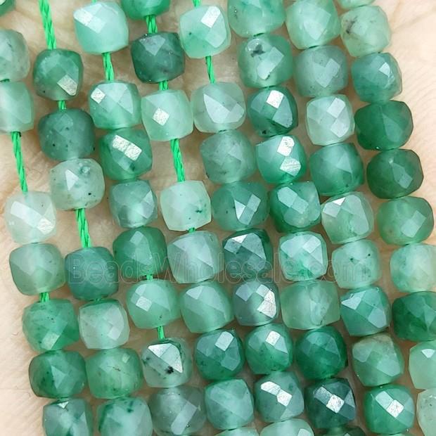 Natural Green Aventurine Beads Faceted Cube