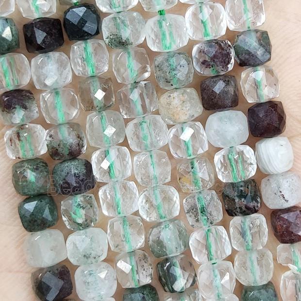 Natural Chlorite Quartz Beads Green Faceted Cube