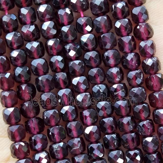 Natural Garnet Beads Purple Faceted Cube