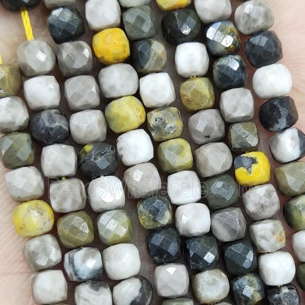 Natural Indonesia Bumblebee Jasper Beads Multicolor Faceted Cube