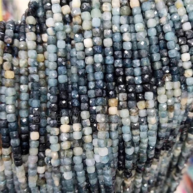 Natural Tourmaline Beads Multicolor Faceted Cube