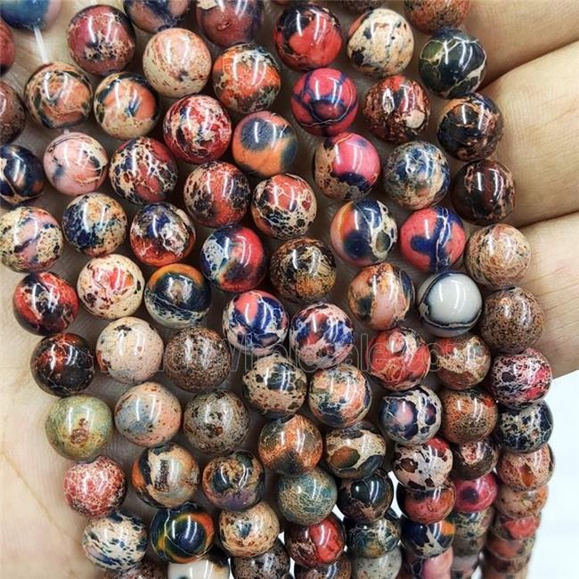 Imperial Jasper Beads Red Blue Smooth Round