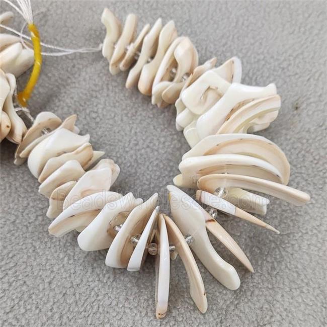 White Queen Shell Beads Slice Freeform