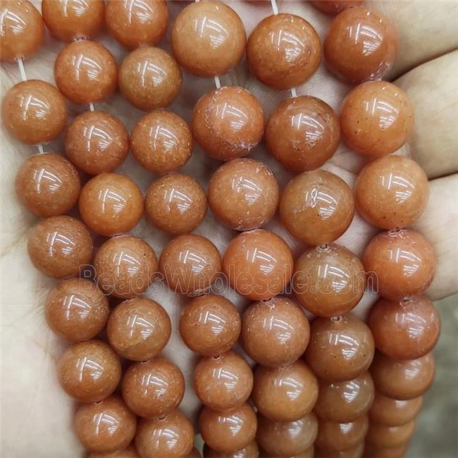 Natural Red Aventurine Beads Smooth Round