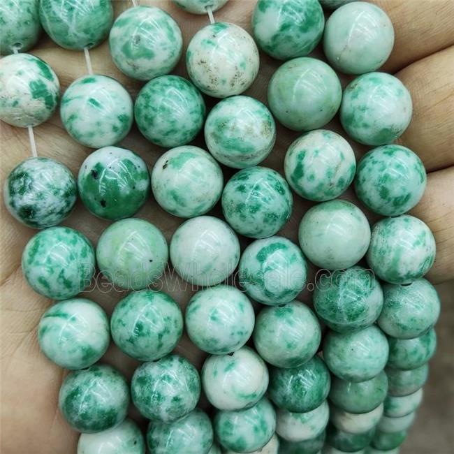 Green Dalmatian Jasper Beads Smooth Round
