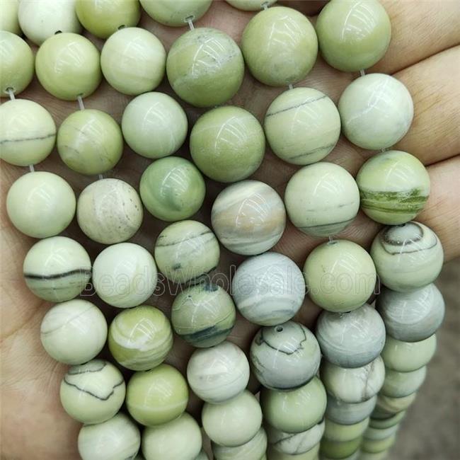 Australian Butter Jasper Beads Green Smooth Round