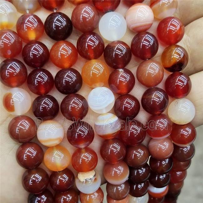 Natural Agate Beads Red Dye Smooth Round