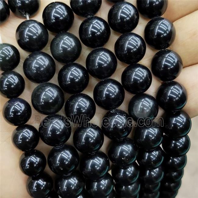 Black Obsidian Beads Smooth Round