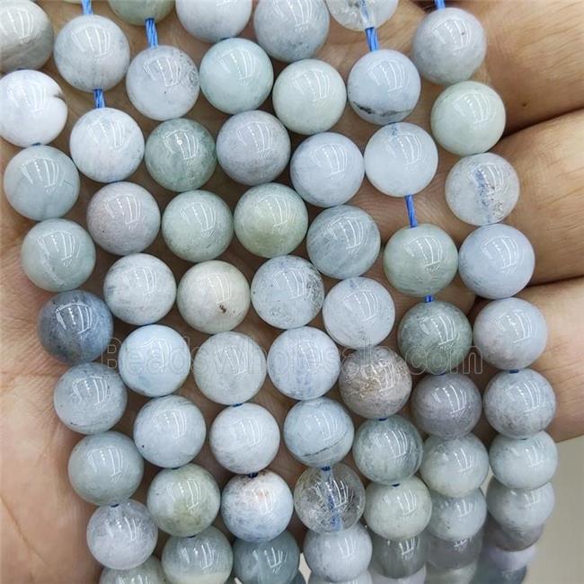 Natural Aquamarine Beads C-Grade Smooth Round