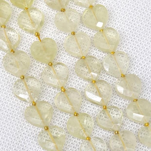 Natural Lemon Quartz Heart Beads Faceted