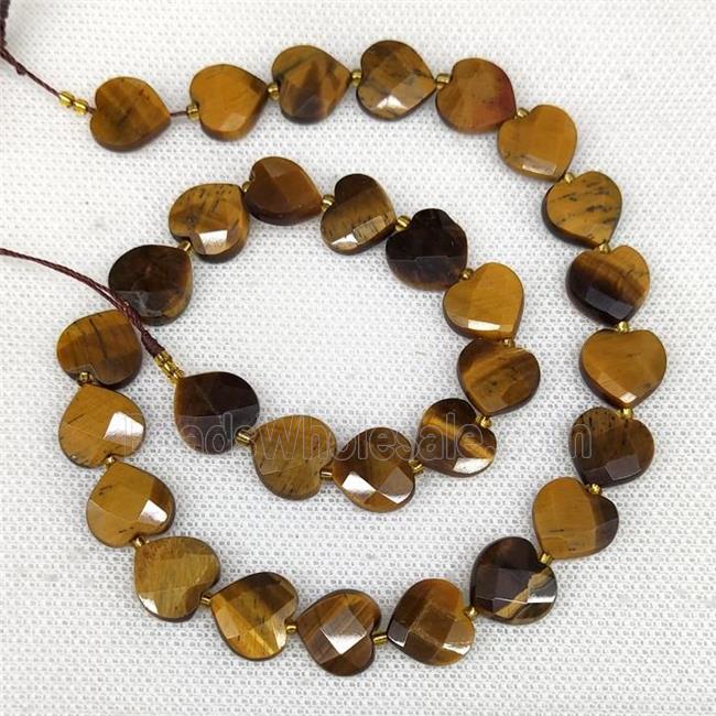 Natural Tiger Eye Stone Heart Beads Faceted