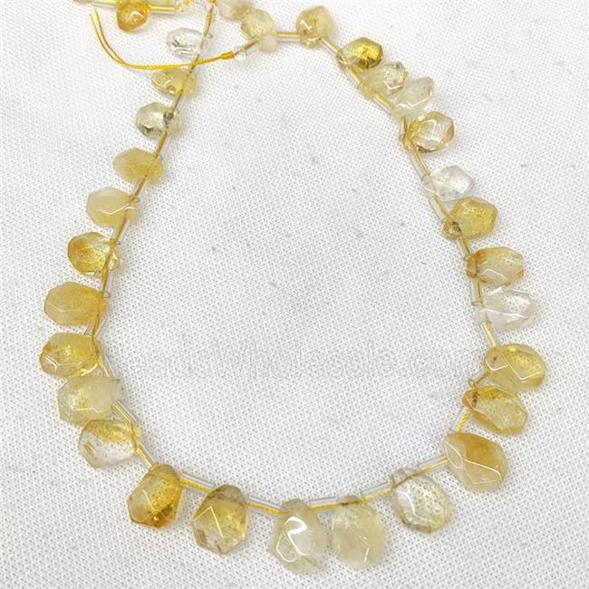 Natural Yellow Citrine Beads Faceted Teardrop Topdrilled