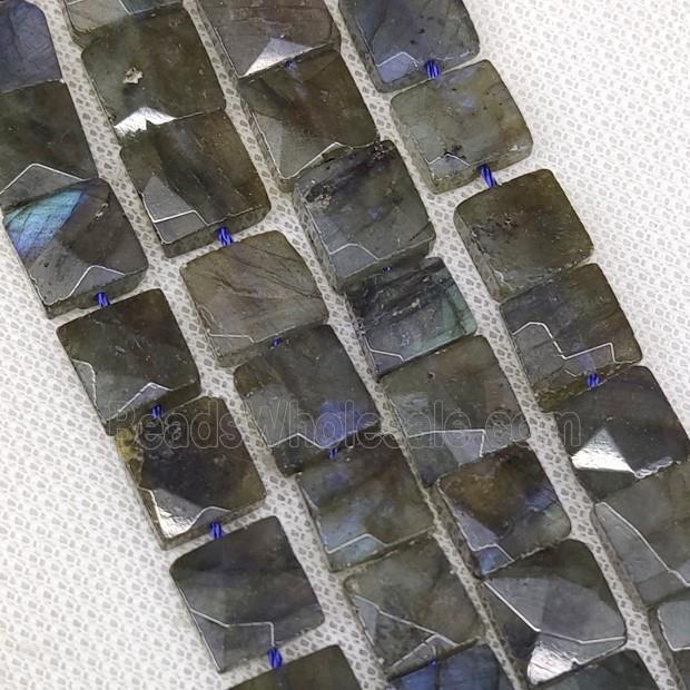 Natural Labradorite Beads Faceted Square