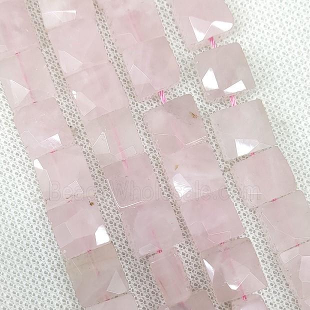Natural Rose Quartz Beads Pink Faceted Square