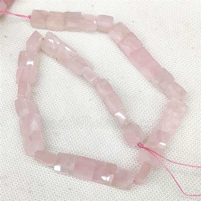Natural Rose Quartz Beads Pink Faceted Square