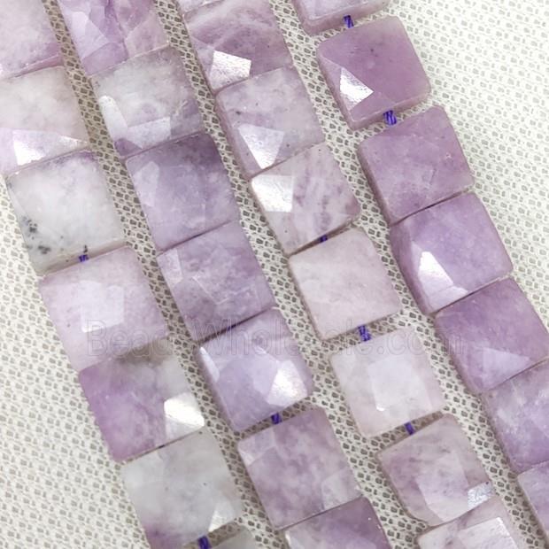 Natural Kunzite Beads Purple Faceted Square