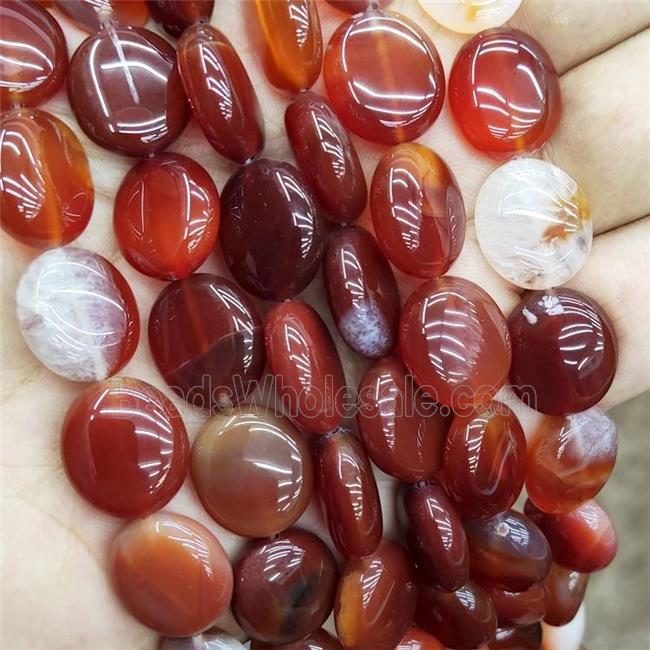Natural Red Carnelian Agate Oval Beads