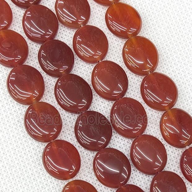 Red Carnelian Agate Oval Beads