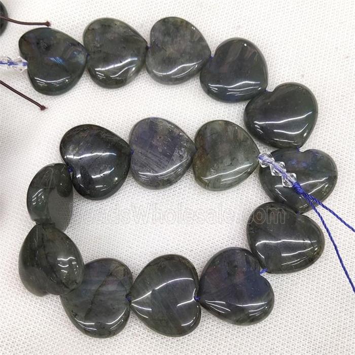 Natural Labradorite Heart Beads