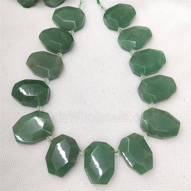 Natural Green Aventurine Slice Beads Topdrilled Faceted